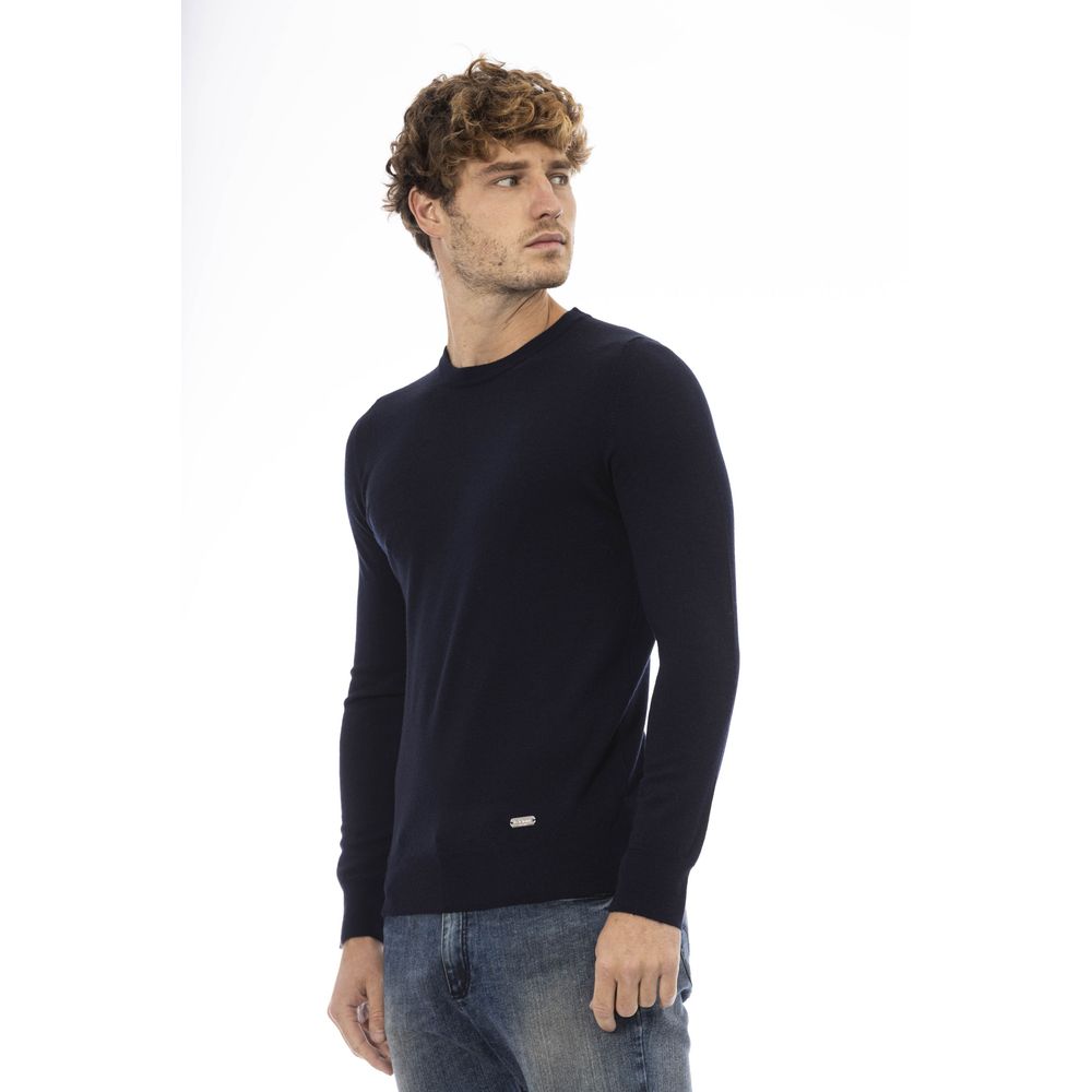 Blue Wool Men Sweater - GlamHub Luxury and Icon Brand Clothing