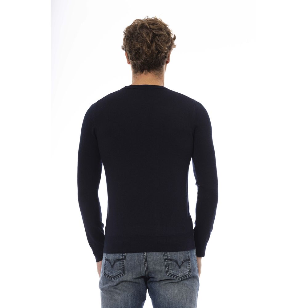 Blue Wool Men Sweater - GlamHub Luxury and Icon Brand Clothing