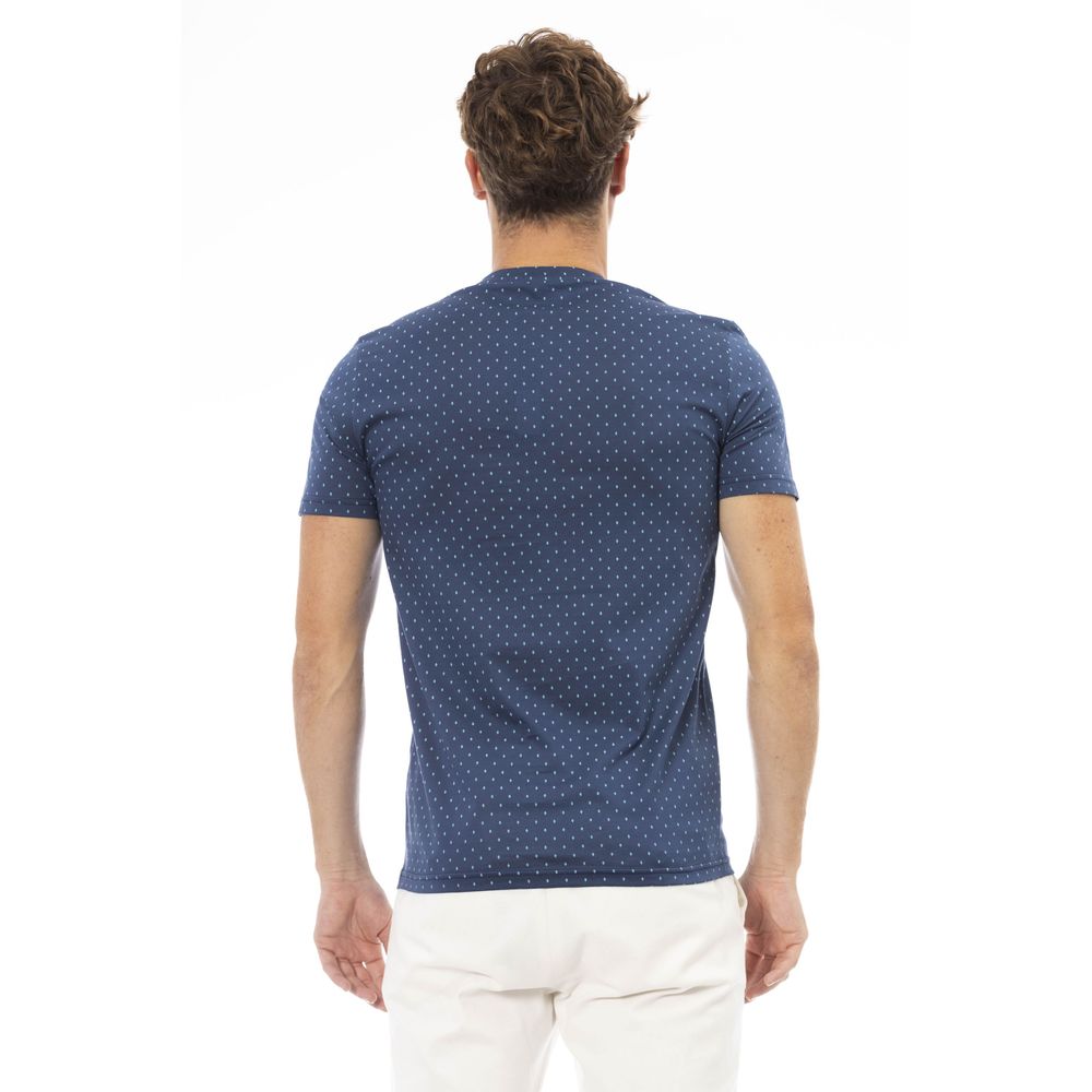 Blue Cotton Men T-Shirt - GlamHub Luxury and Icon Brand Clothing