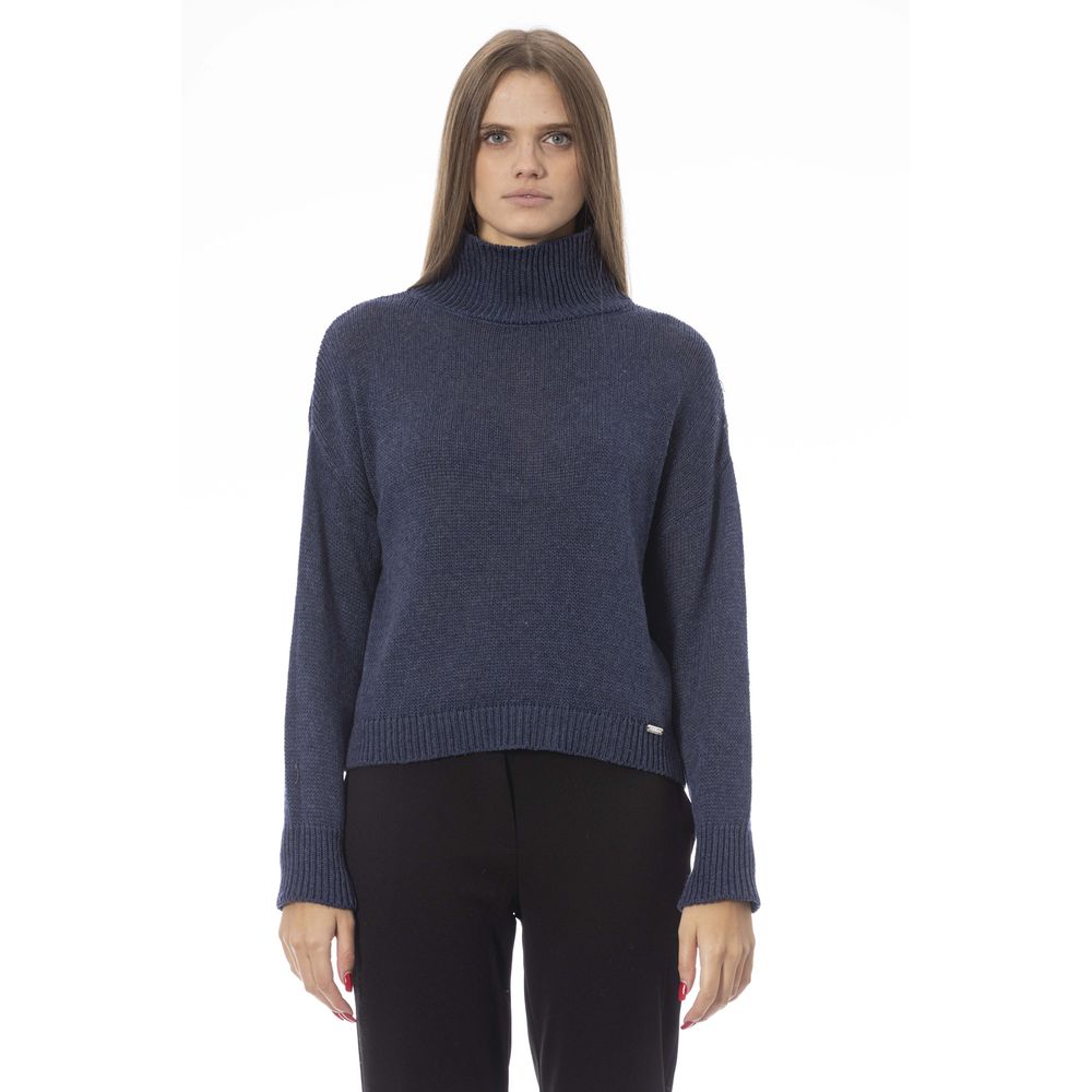 Blue Wool Women Sweater - GlamHub Luxury and Icon Brand Clothing