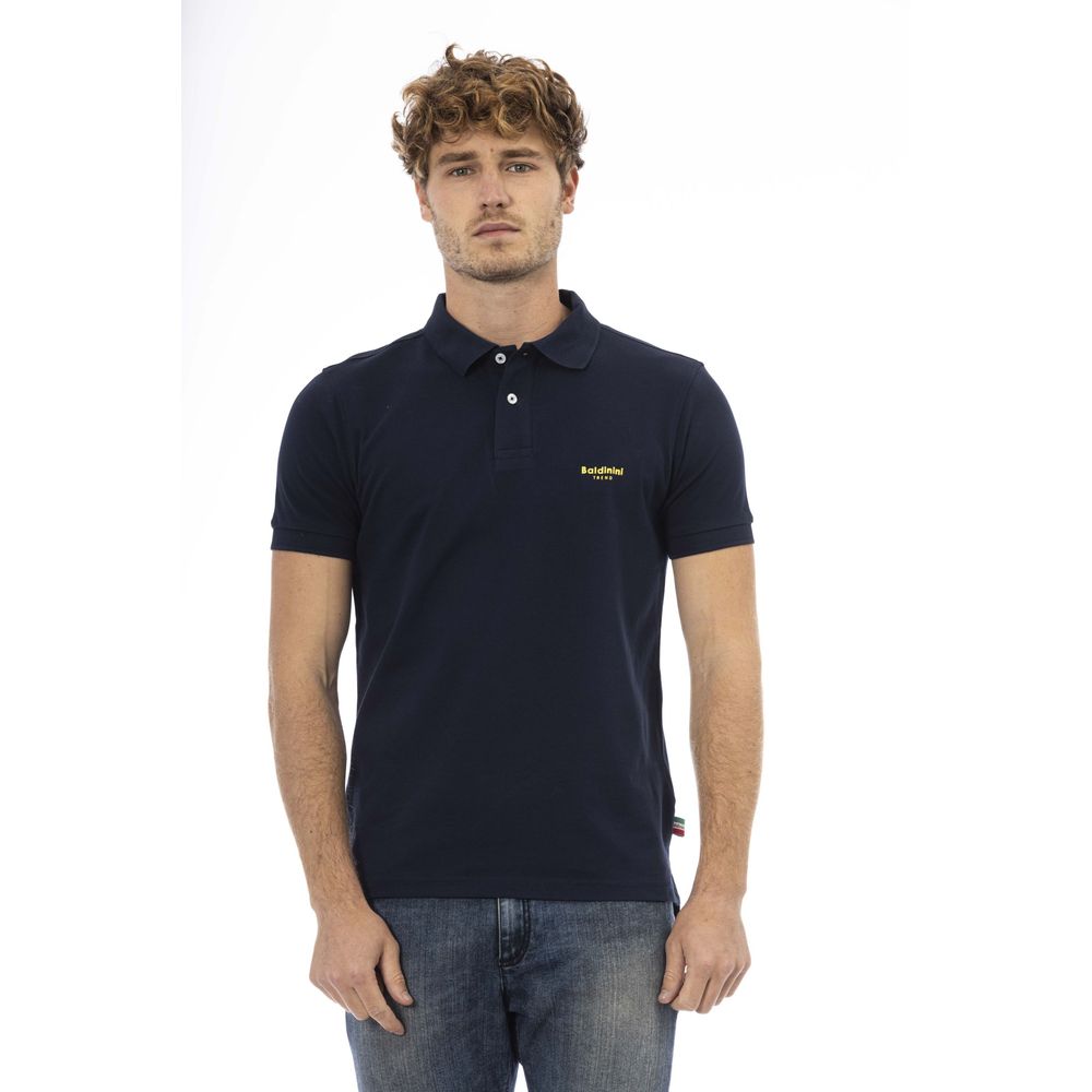 Blue Cotton Men Polo - GlamHub Luxury and Icon Brand Clothing