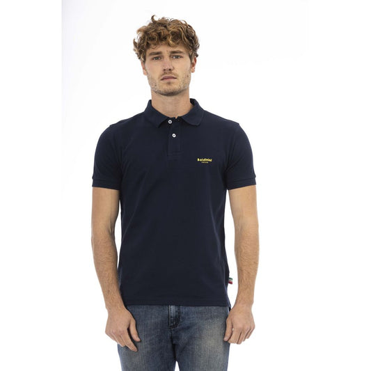 Blue Cotton Men Polo - GlamHub Luxury and Icon Brand Clothing