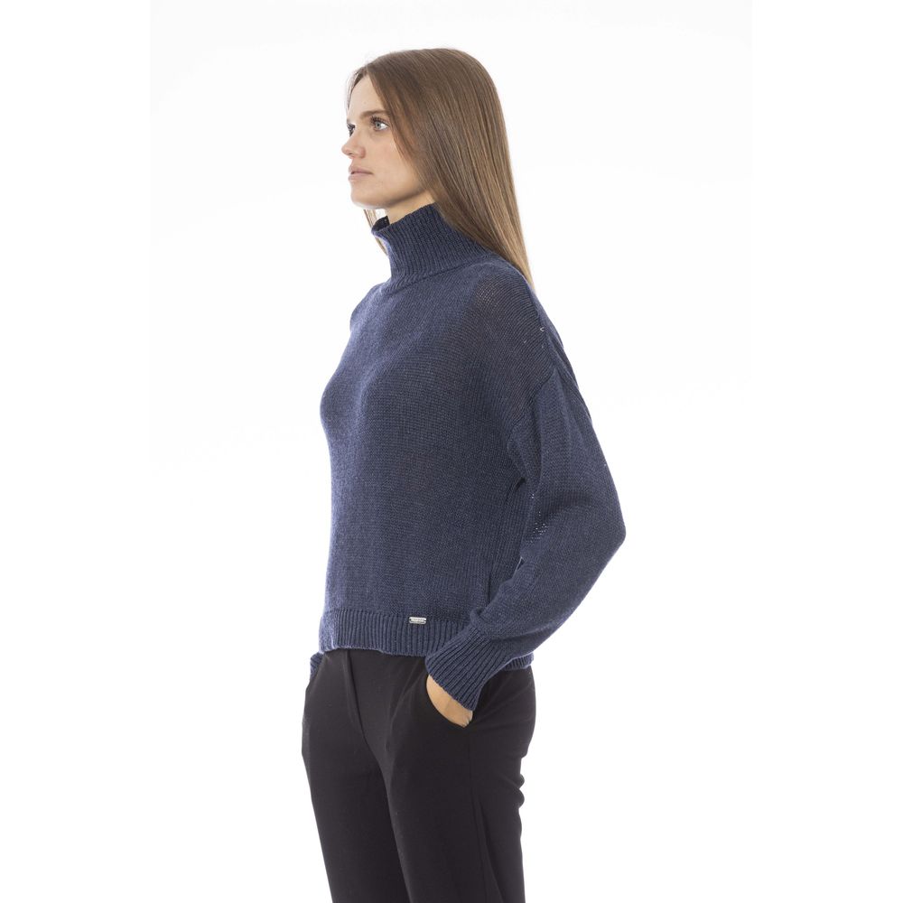 Blue Wool Women Sweater - GlamHub Luxury and Icon Brand Clothing