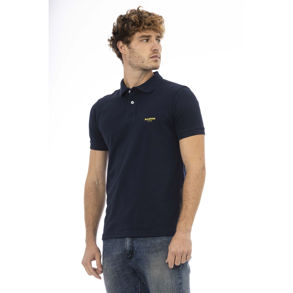 Blue Cotton Men Polo - GlamHub Luxury and Icon Brand Clothing