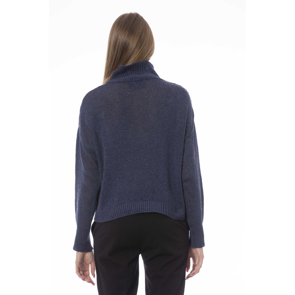 Blue Wool Women Sweater - GlamHub Luxury and Icon Brand Clothing