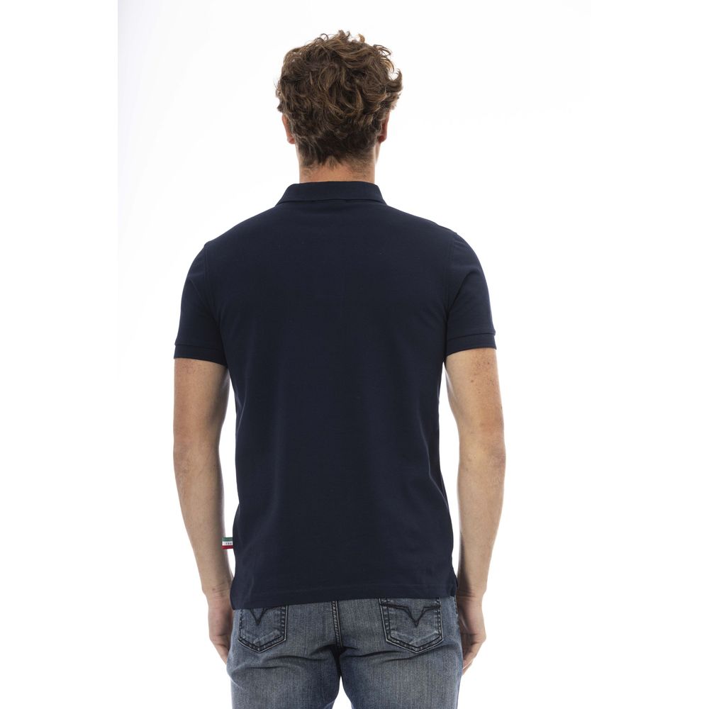 Blue Cotton Men Polo - GlamHub Luxury and Icon Brand Clothing