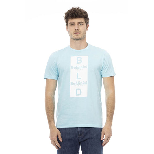 Light Blue Cotton Men T-Shirt - GlamHub Luxury and Icon Brand Clothing