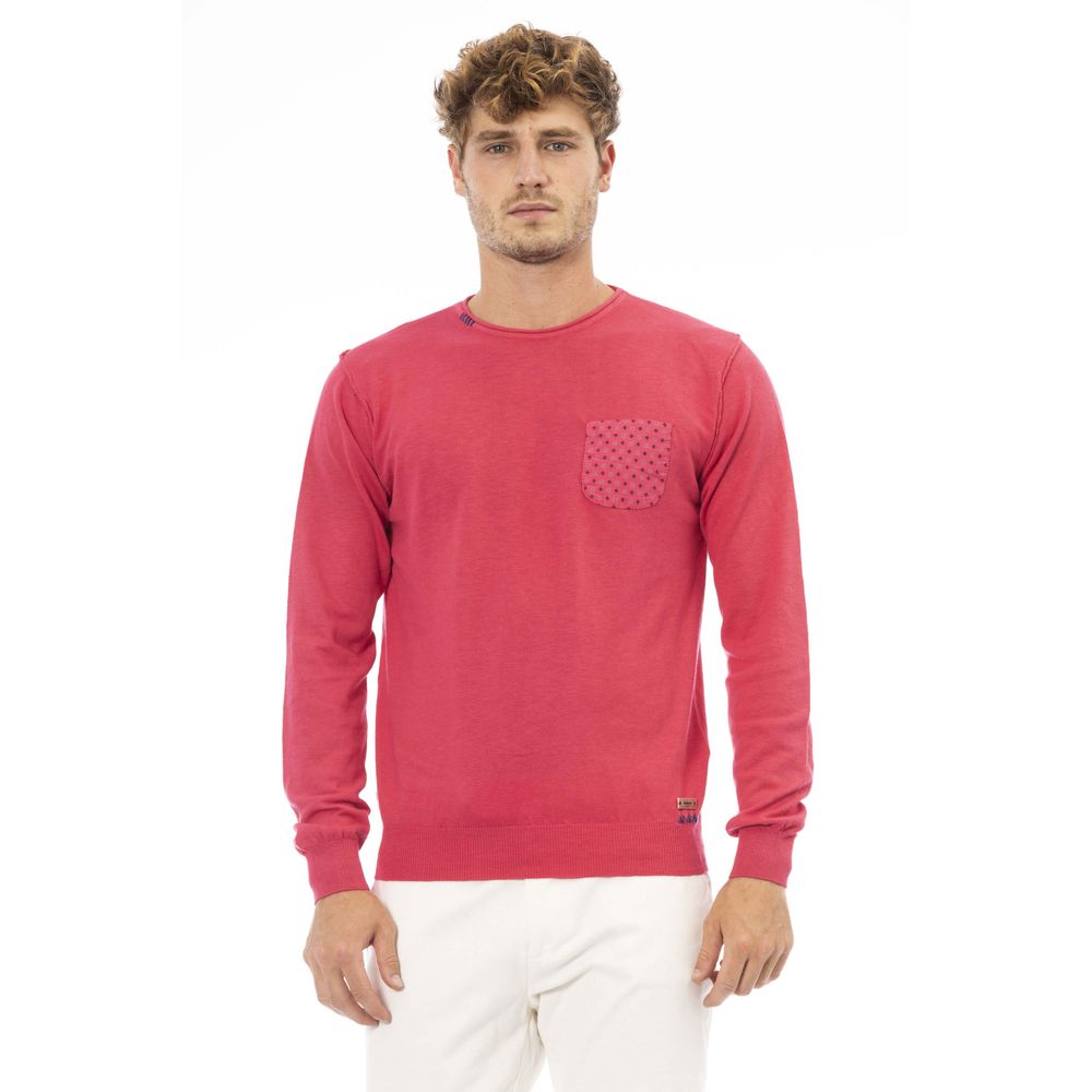 Red Cotton Men Sweater - GlamHub Luxury and Icon Brand Clothing