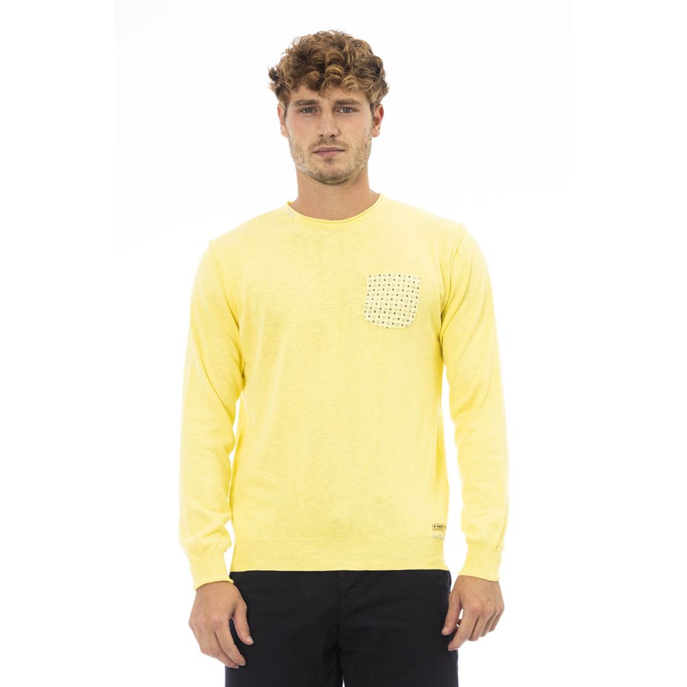 Yellow Cotton Men Sweater - GlamHub Luxury and Icon Brand Clothing