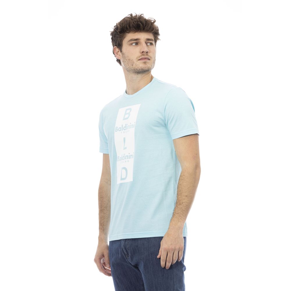 Light Blue Cotton Men T-Shirt - GlamHub Luxury and Icon Brand Clothing