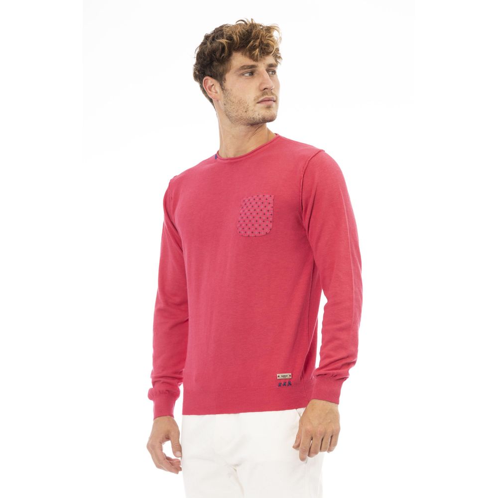 Red Cotton Men Sweater - GlamHub Luxury and Icon Brand Clothing