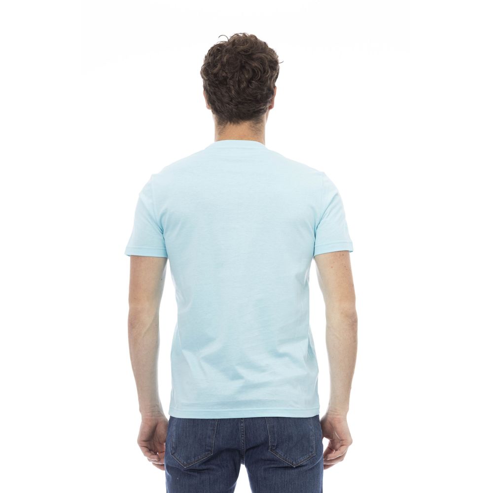 Light Blue Cotton Men T-Shirt - GlamHub Luxury and Icon Brand Clothing