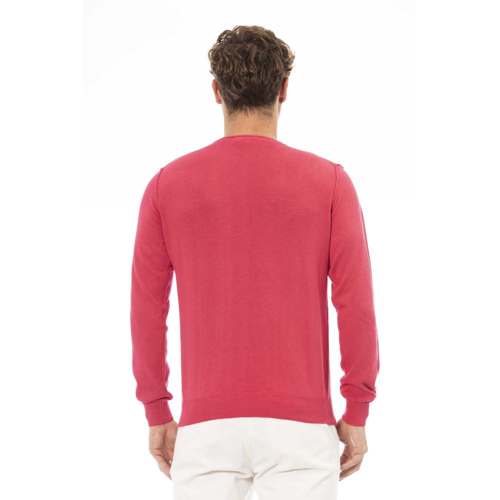 Red Cotton Men Sweater - GlamHub Luxury and Icon Brand Clothing