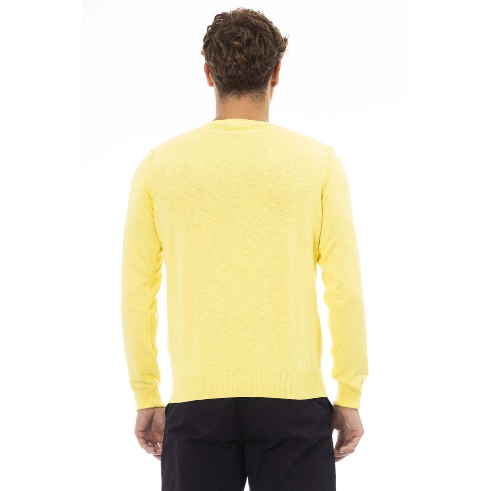 Yellow Cotton Men Sweater - GlamHub Luxury and Icon Brand Clothing