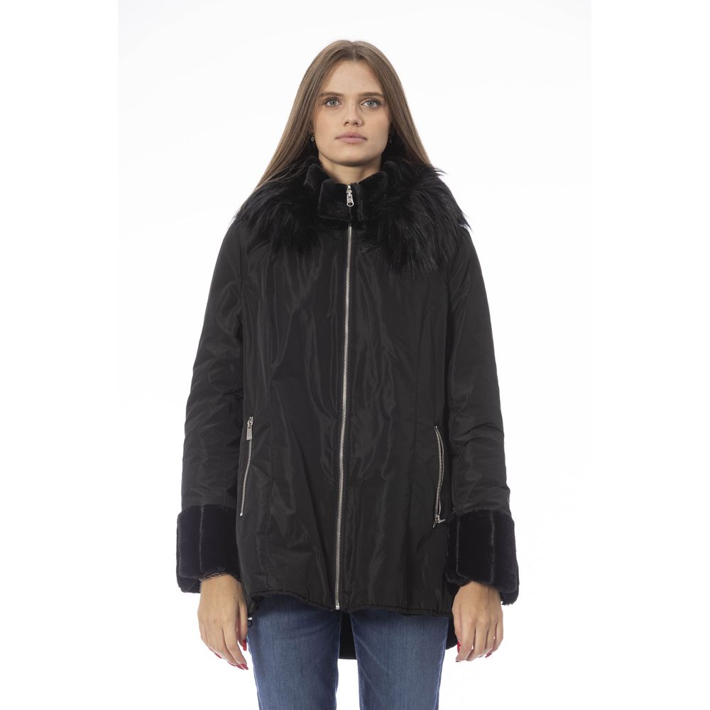 Black Polyester Women Jacket - GlamHub Luxury and Icon Brand Clothing