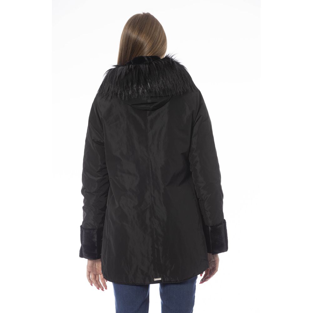 Black Polyester Women Jacket - GlamHub Luxury and Icon Brand Clothing