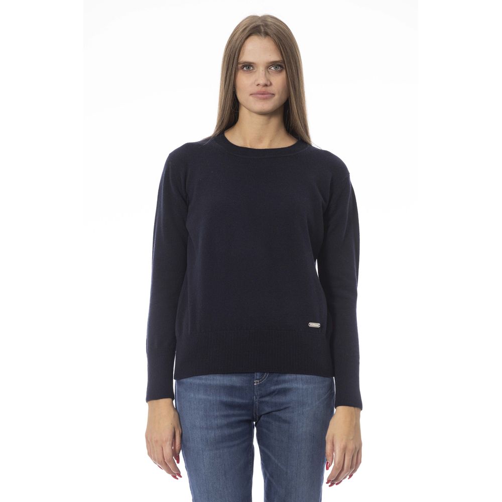 Blue Wool Women Sweater - GlamHub Luxury and Icon Brand Clothing