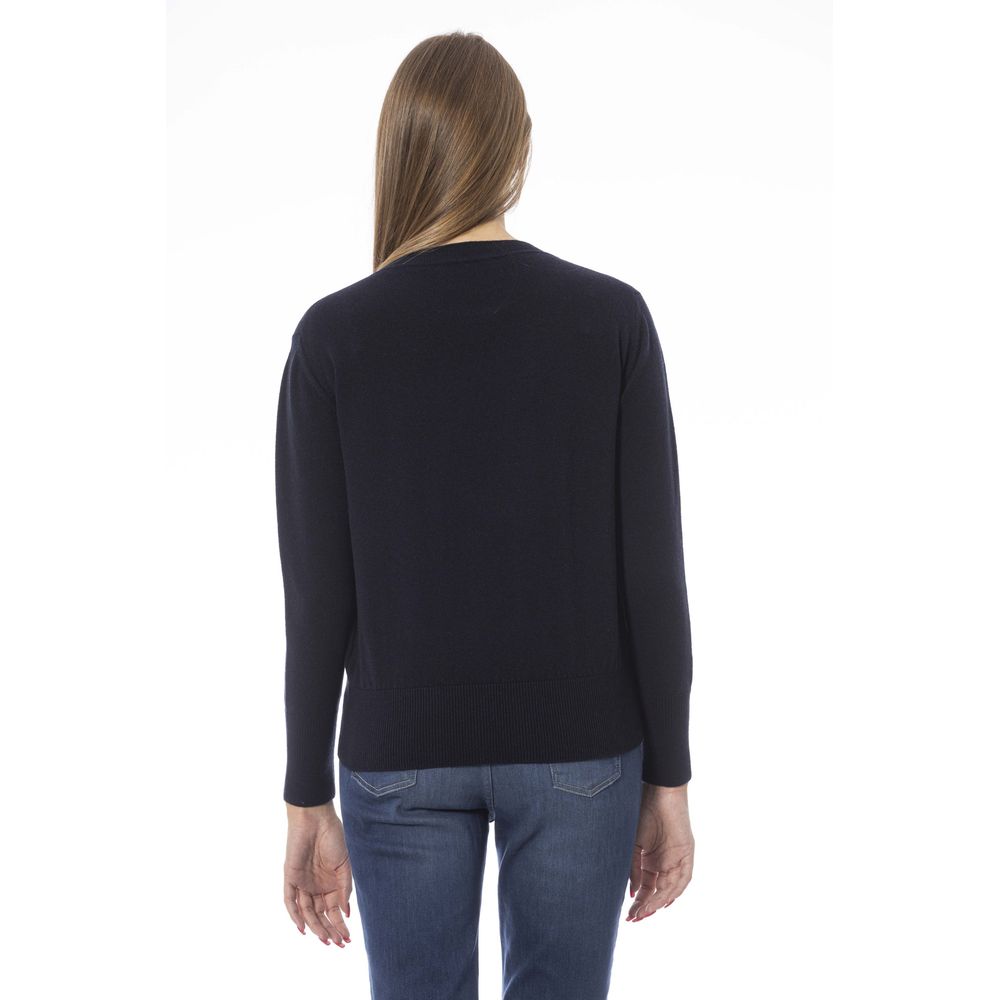 Blue Wool Women Sweater - GlamHub Luxury and Icon Brand Clothing