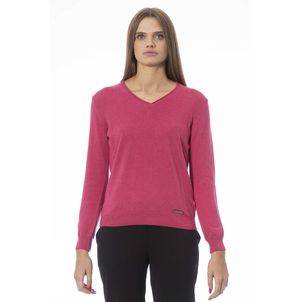 Fuchsia Cashmere Women Sweater - GlamHub Luxury and Icon Brand Clothing