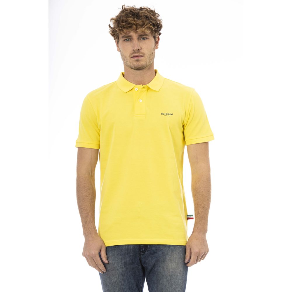 Yellow Cotton Men Polo - GlamHub Luxury and Icon Brand Clothing