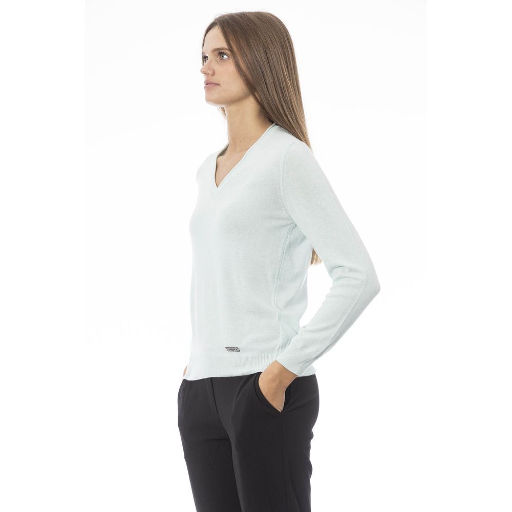 Light Blue Cashmere Women Sweater - GlamHub Luxury and Icon Brand Clothing