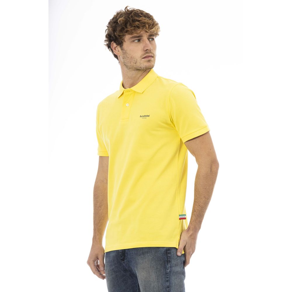 Yellow Cotton Men Polo - GlamHub Luxury and Icon Brand Clothing