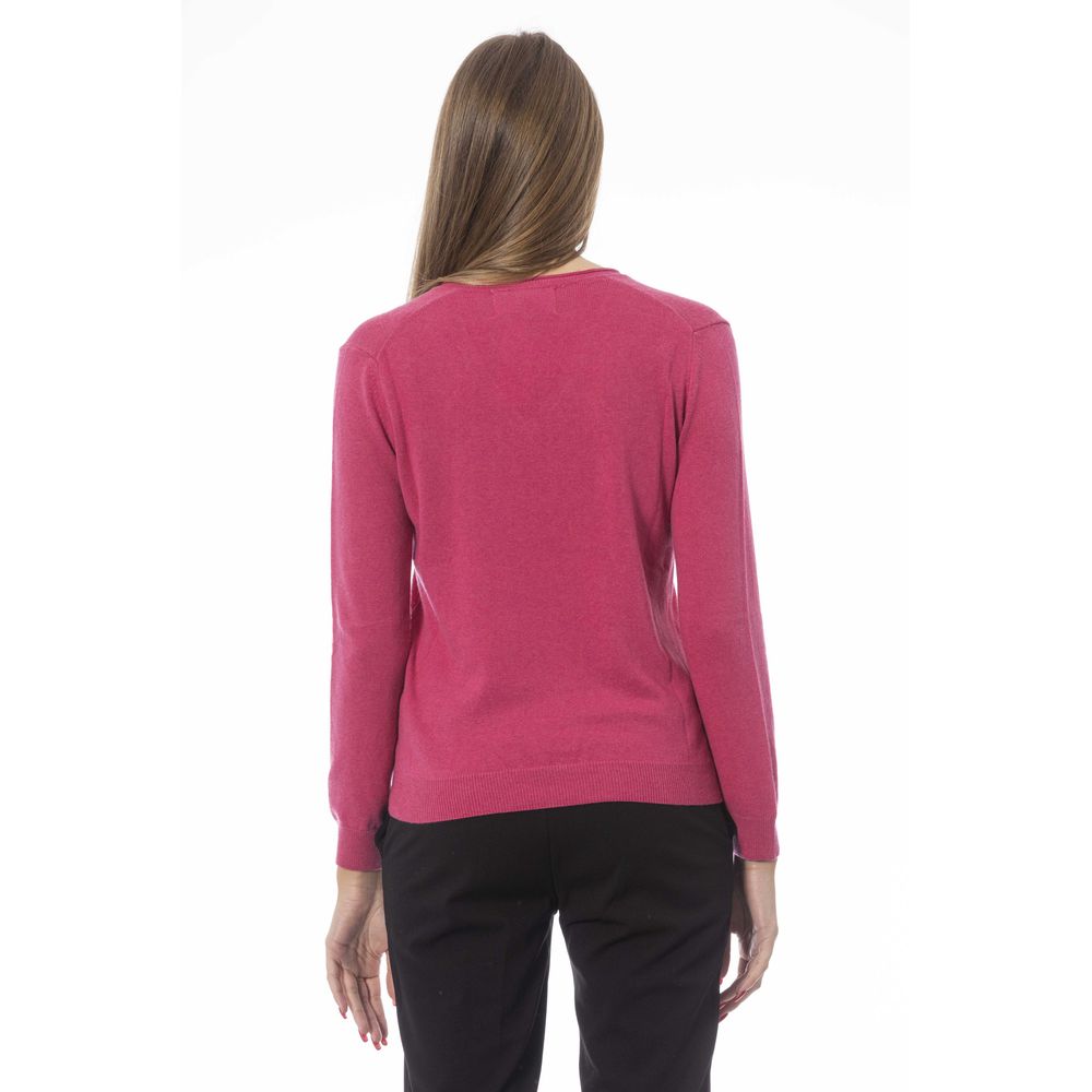 Fuchsia Cashmere Women Sweater - GlamHub Luxury and Icon Brand Clothing