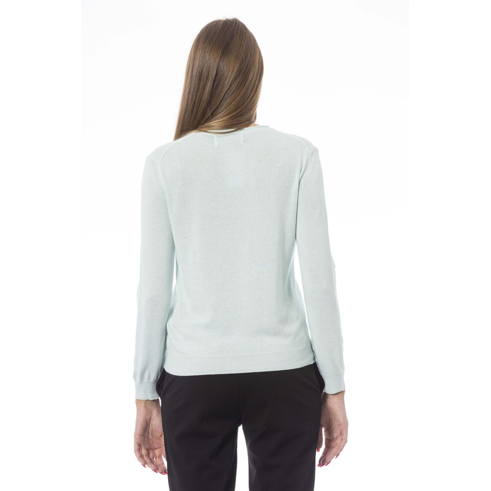 Light Blue Cashmere Women Sweater - GlamHub Luxury and Icon Brand Clothing