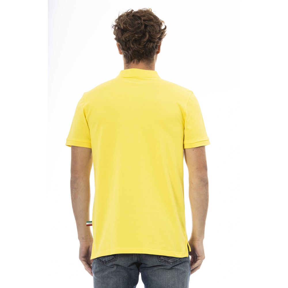 Yellow Cotton Men Polo - GlamHub Luxury and Icon Brand Clothing