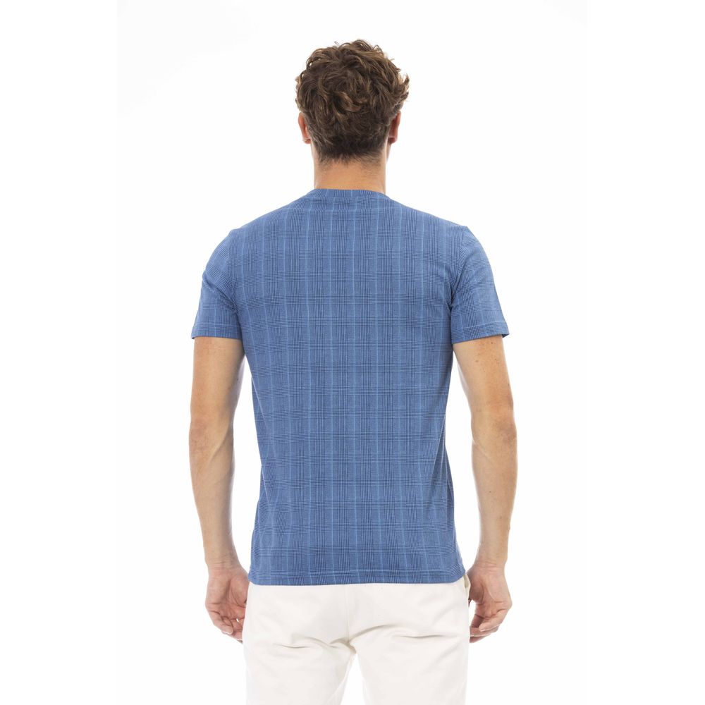 Blue Cotton Men T-Shirt - GlamHub Luxury and Icon Brand Clothing