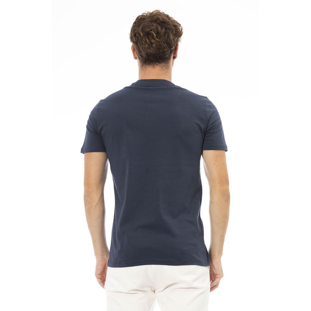 Blue Cotton Men T-Shirt - GlamHub Luxury and Icon Brand Clothing