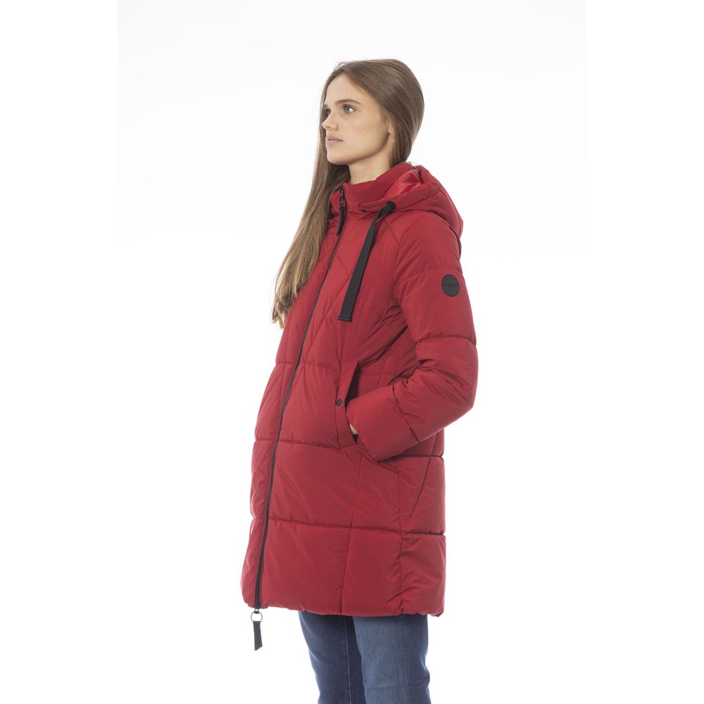 Red Polyester Women Jacket - GlamHub Luxury and Icon Brand Clothing