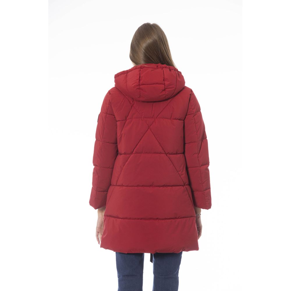 Red Polyester Women Jacket - GlamHub Luxury and Icon Brand Clothing