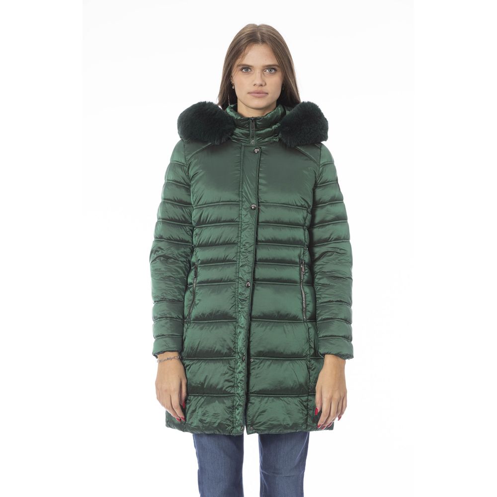 Green Polyester Women Jacket - GlamHub Luxury and Icon Brand Clothing