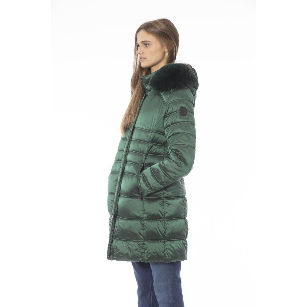 Green Polyester Women Jacket - GlamHub Luxury and Icon Brand Clothing