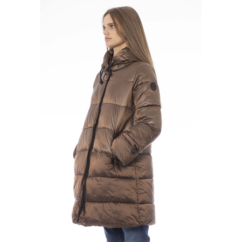 Brown Nylon Women Jacket - GlamHub Luxury and Icon Brand Clothing