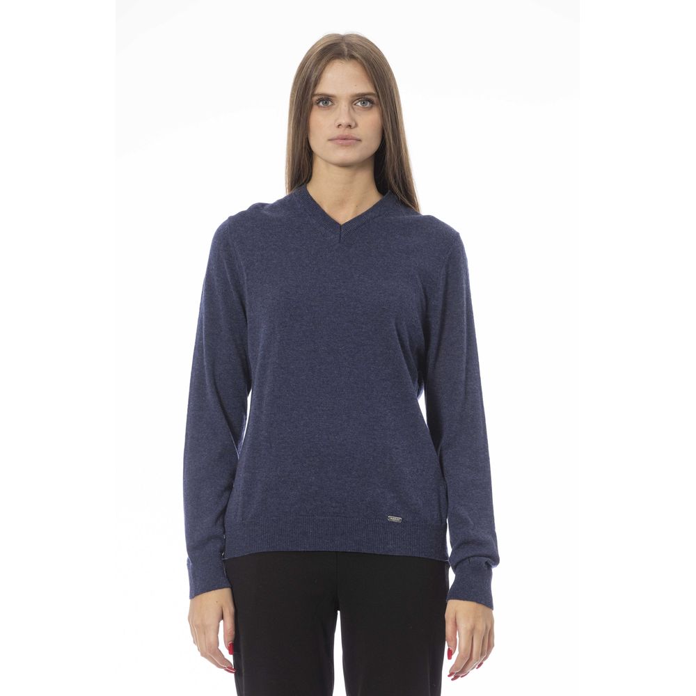 Blue Wool Women Sweater - GlamHub Luxury and Icon Brand Clothing