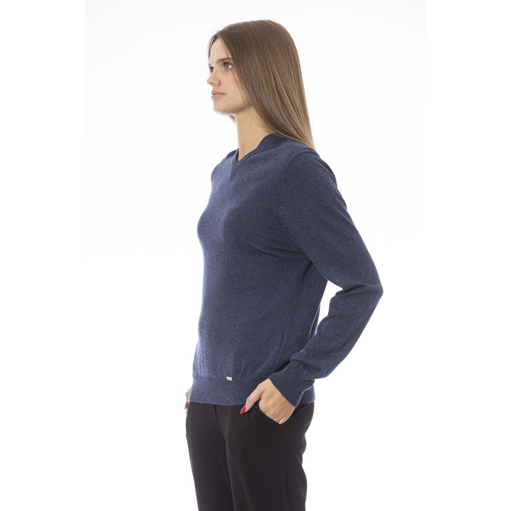 Blue Wool Women Sweater - GlamHub Luxury and Icon Brand Clothing