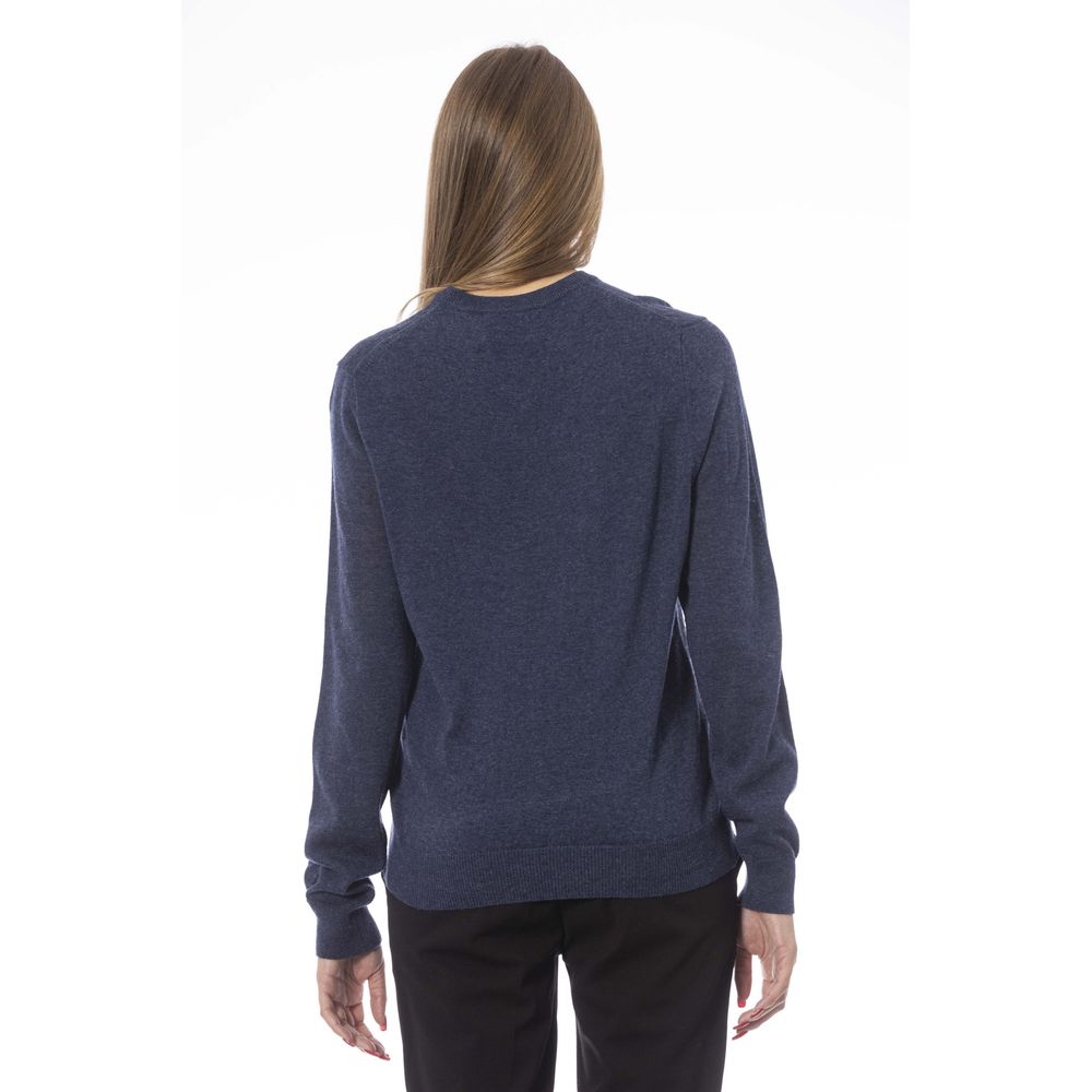 Blue Wool Women Sweater - GlamHub Luxury and Icon Brand Clothing