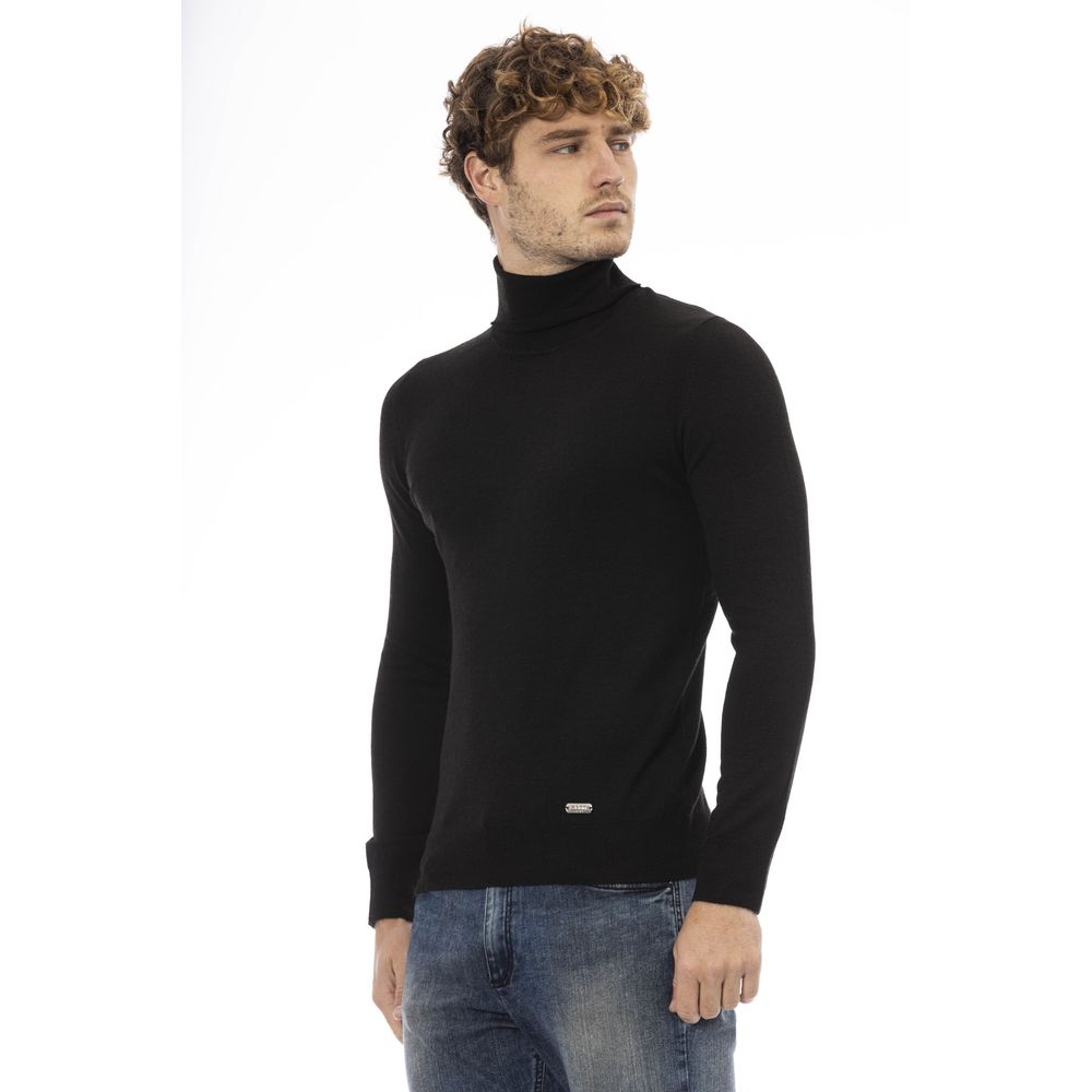 Black Wool Men Sweater - GlamHub Luxury and Icon Brand Clothing