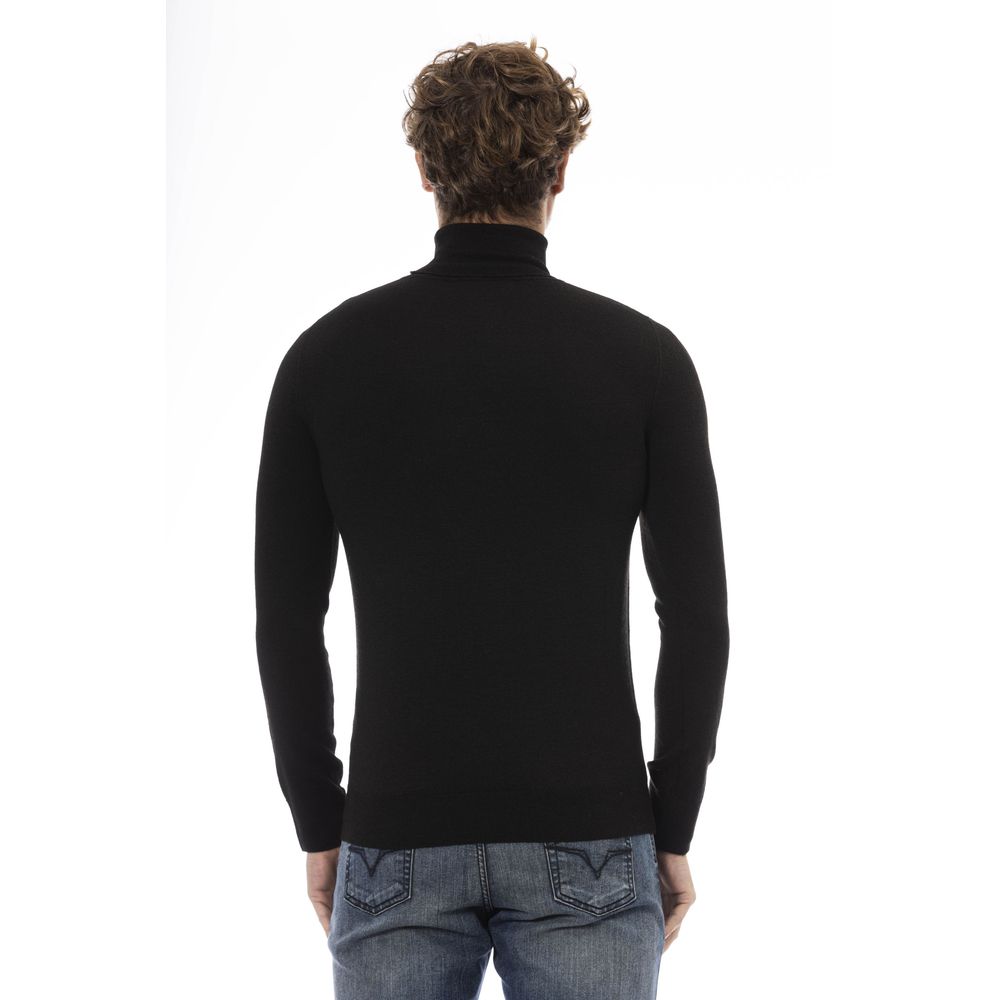 Black Wool Men Sweater - GlamHub Luxury and Icon Brand Clothing