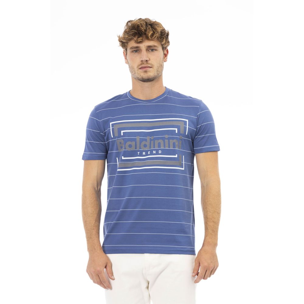 Blue Cotton Men T-Shirt - GlamHub Luxury and Icon Brand Clothing