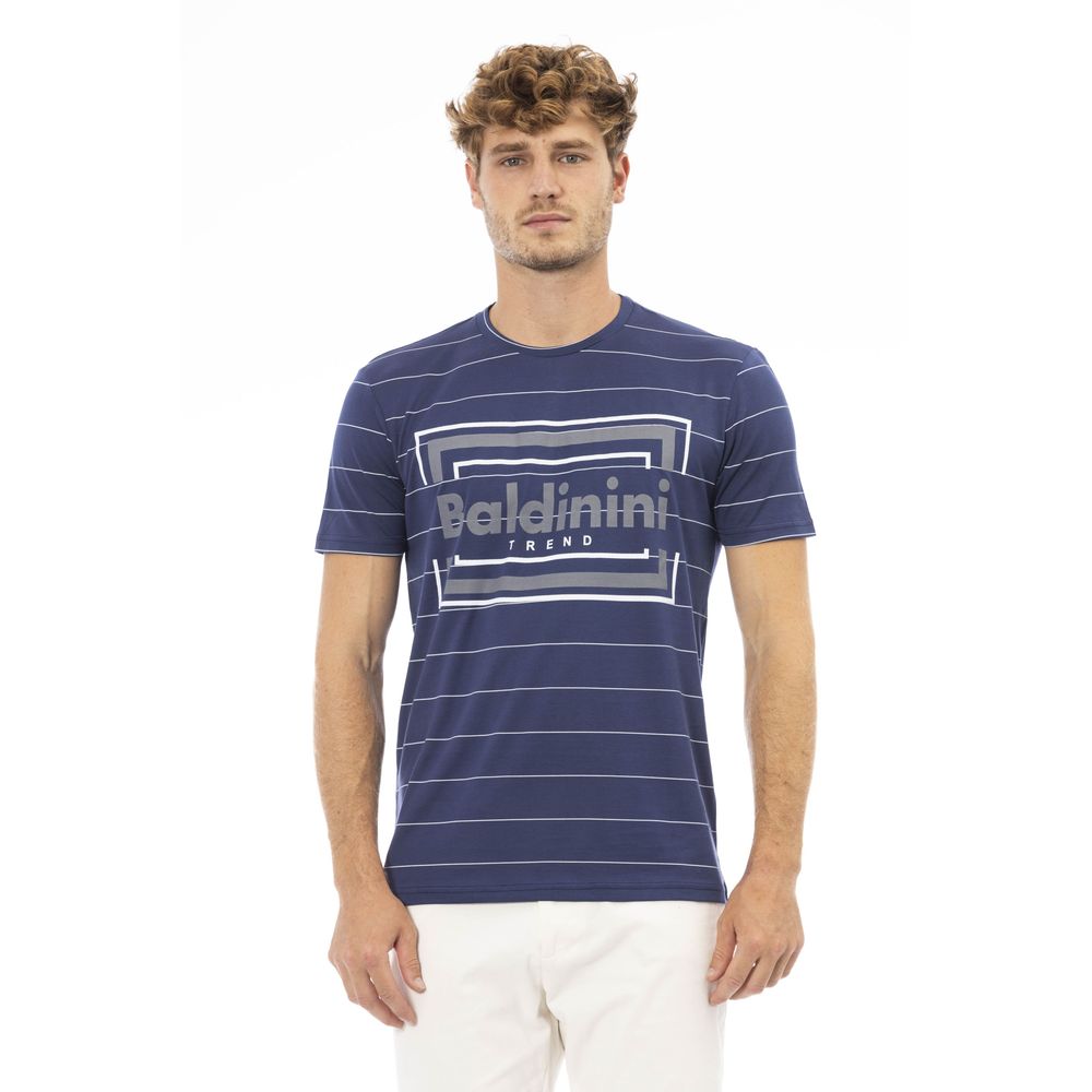 Blue Cotton Men T-Shirt - GlamHub Luxury and Icon Brand Clothing