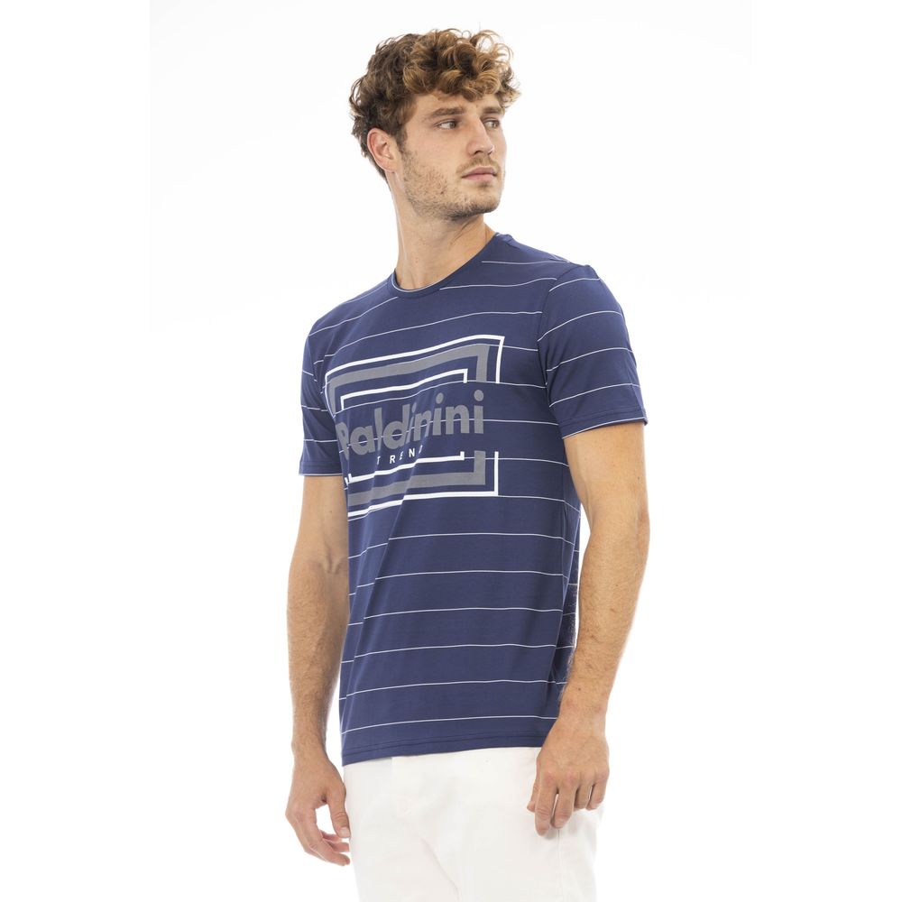 Blue Cotton Men T-Shirt - GlamHub Luxury and Icon Brand Clothing