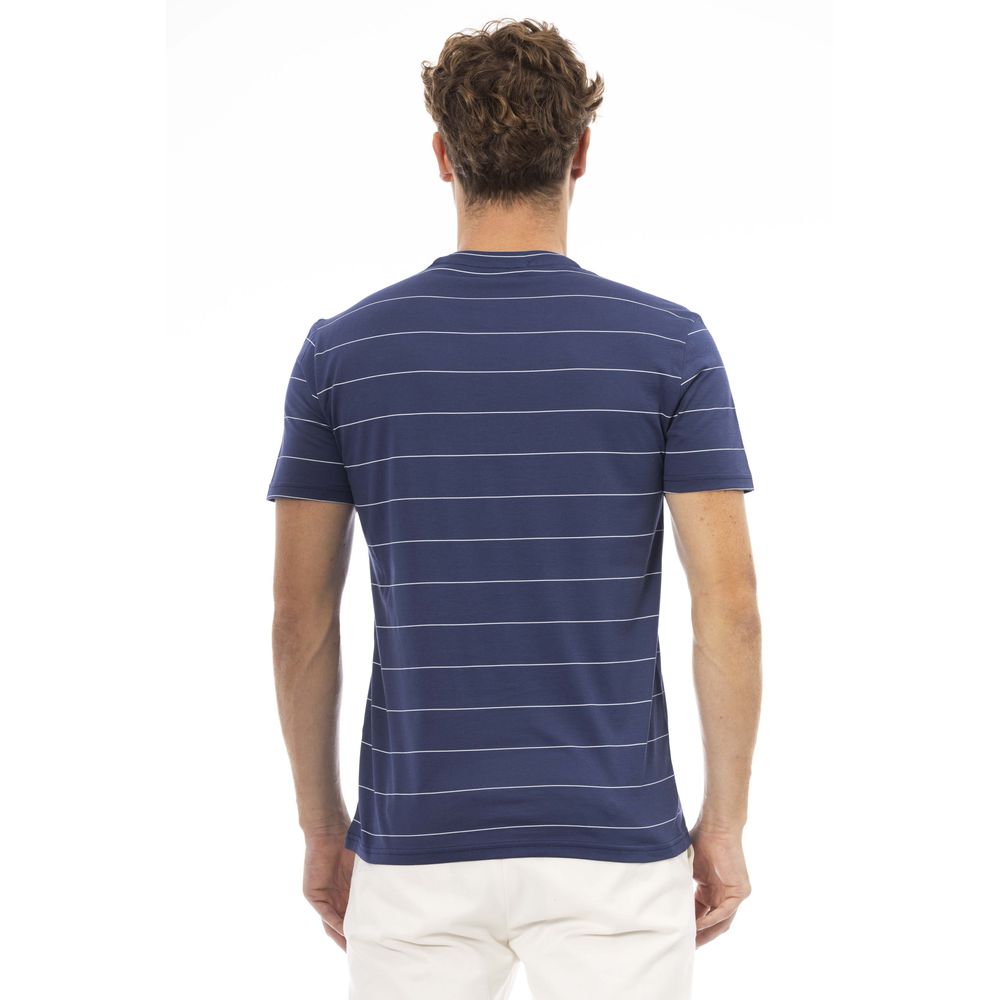 Blue Cotton Men T-Shirt - GlamHub Luxury and Icon Brand Clothing