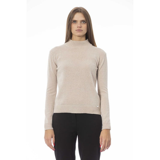 Beige Cashmere Women Sweater - GlamHub Luxury and Icon Brand Clothing