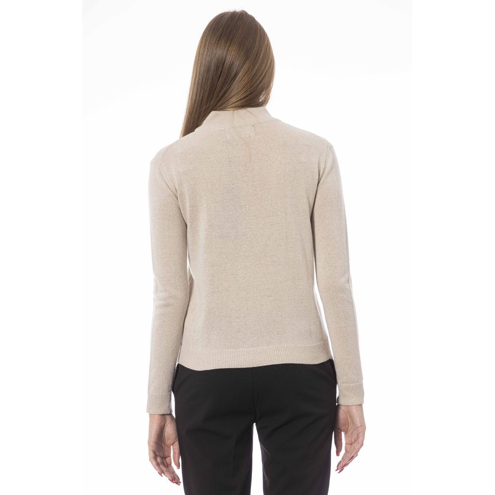 Beige Cashmere Women Sweater - GlamHub Luxury and Icon Brand Clothing