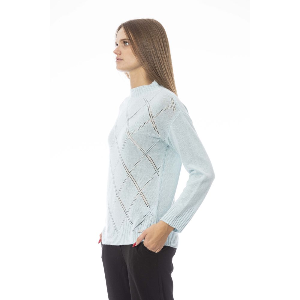 Light Blue Wool Women Sweater - GlamHub Luxury and Icon Brand Clothing