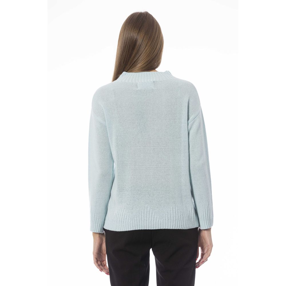 Light Blue Wool Women Sweater - GlamHub Luxury and Icon Brand Clothing