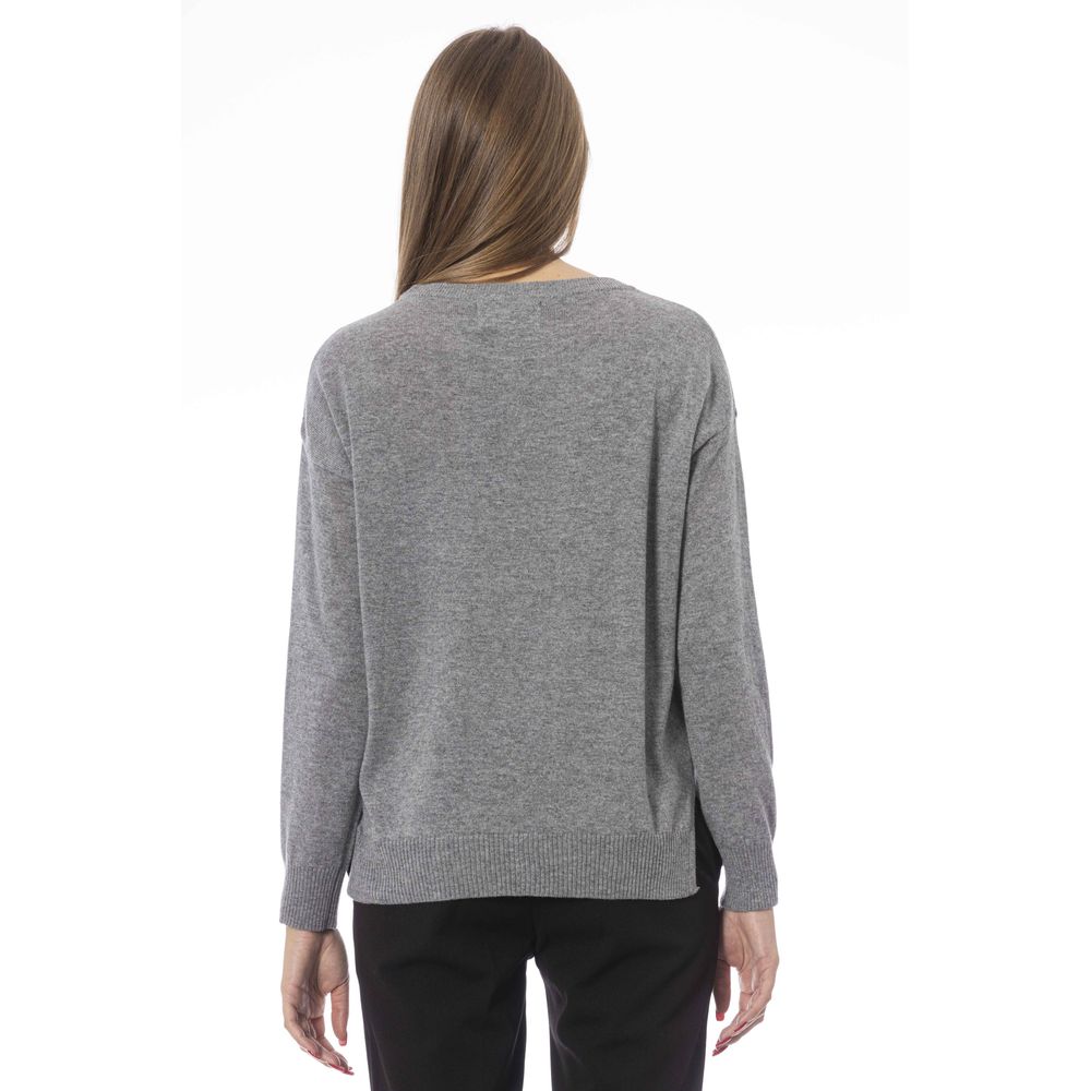 Gray Viscose Women Sweater - GlamHub Luxury and Icon Brand Clothing